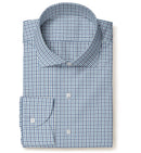 Image of a Navy-Blue & Blue Twill Checks Giza Cotton Shirting Fabric