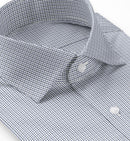 Image of a Navy-Blue & Blue Twill Checks Giza Cotton Shirting Fabric