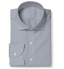 Image of a Navy-Blue & Blue Twill Checks Giza Cotton Shirting Fabric
