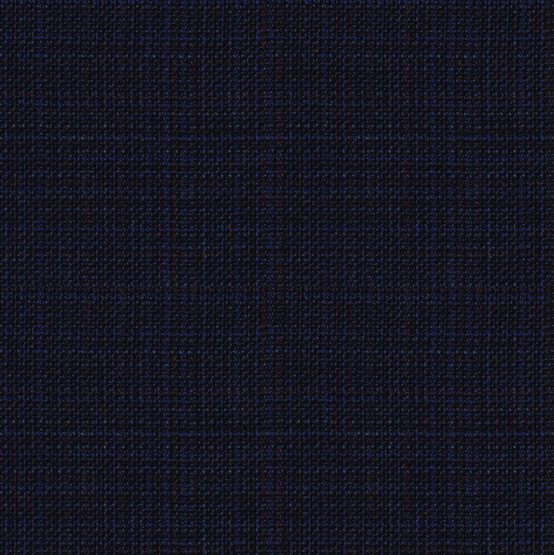 Image of a Navy-Blue & Brown Worsted Checks Merino Wool Suiting Fabric