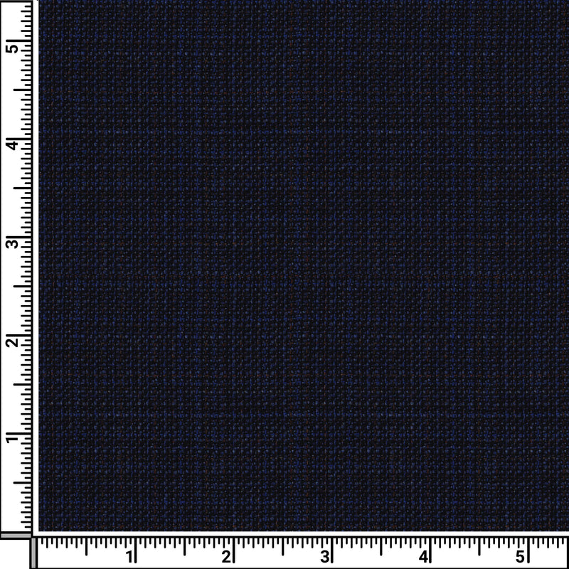 Image of a Navy-Blue & Brown Worsted Checks Merino Wool Suiting Fabric
