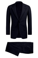 Image of a Navy-Blue & Brown Worsted Checks Merino Wool Suiting Fabric