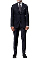 Image of a Navy-Blue & Brown Worsted Checks Merino Wool Suiting Fabric