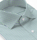 Image of a Navy-Blue & Green Twill Checks Giza Cotton Shirting Fabric