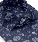 Image of a Navy-Blue & Grey Oxford Prints Linen Shirting Fabric