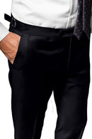 Image of a Navy-Blue & Light-Green Worsted Dobby Merino Wool Pants Fabric