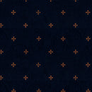 Image of a Navy-Blue & Orange Poplin Prints Giza Cotton Shirting Fabric