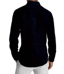 Image of a Navy-Blue & Orange Poplin Prints Giza Cotton Shirting Fabric