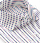 Image of a Navy-Blue & Pink Twill Stripes Giza Cotton Shirting Fabric