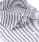 Image of a Navy-Blue & Purple Twill Stripes Giza Cotton Shirting Fabric