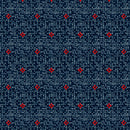 Image of a Navy-Blue & Red Poplin Prints Giza Cotton Shirting Fabric