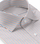 Image of a Navy-Blue & Red Twill Stripes Giza Cotton Shirting Fabric