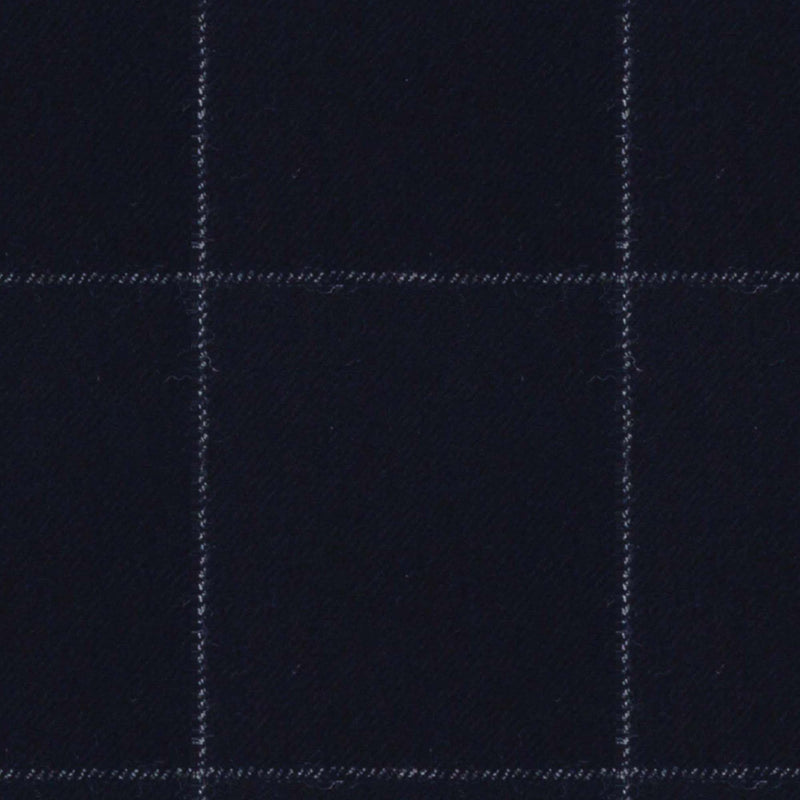 Image of a Navy-Blue & Silver Flannel Checks Merino Wool Blazers Fabric
