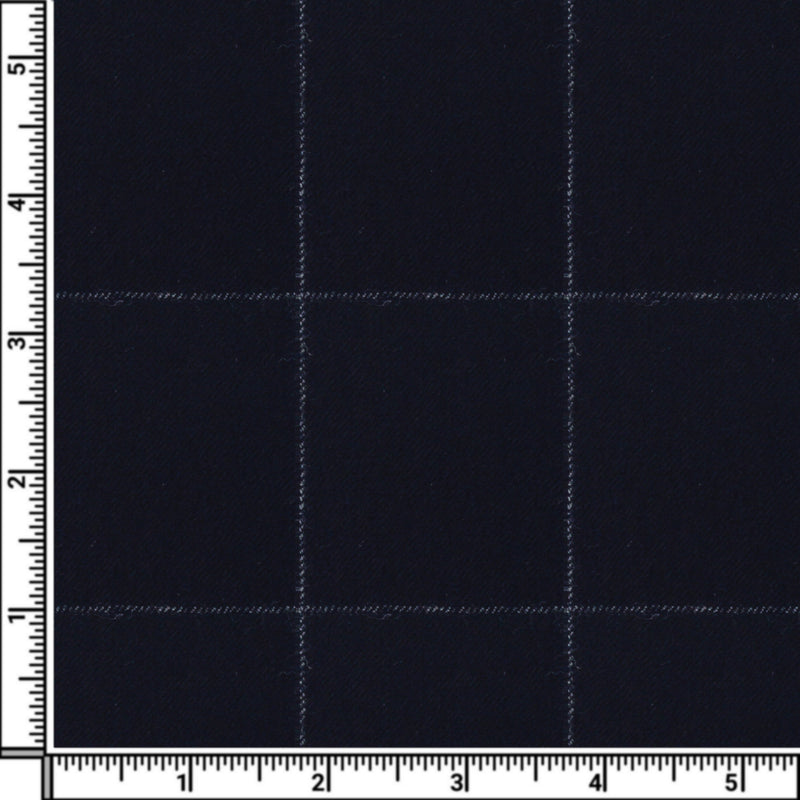 Image of a Navy-Blue & Silver Flannel Checks Merino Wool Blazers Fabric