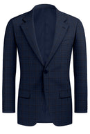 Image of a Navy-Blue & Sky-Blue Worsted Checks Merino Wool Blazers Fabric