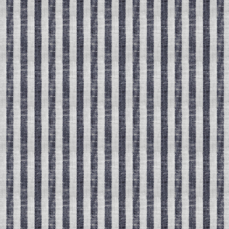 Image of a Navy-Blue & White Oxford Stripes Cotton Linen Blend Shirting Fabric