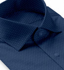 Image of a Navy-Blue Dobby Micropattern Giza Cotton Shirting Fabric