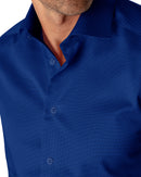 Image of a Navy-Blue Dobby Micropattern Giza Cotton Shirting Fabric