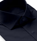 Image of a Navy-Blue Poplin Micropattern Giza Cotton Shirting Fabric