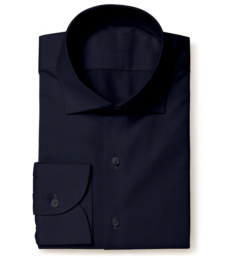 Image of a Navy-Blue Poplin Micropattern Giza Cotton Shirting Fabric