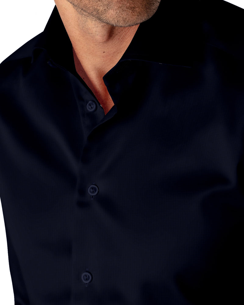Image of a Navy-Blue Poplin Micropattern Giza Cotton Shirting Fabric