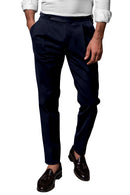 Image of a Navy-Blue Poplin Solids Cotton Stretch Chinos Fabric