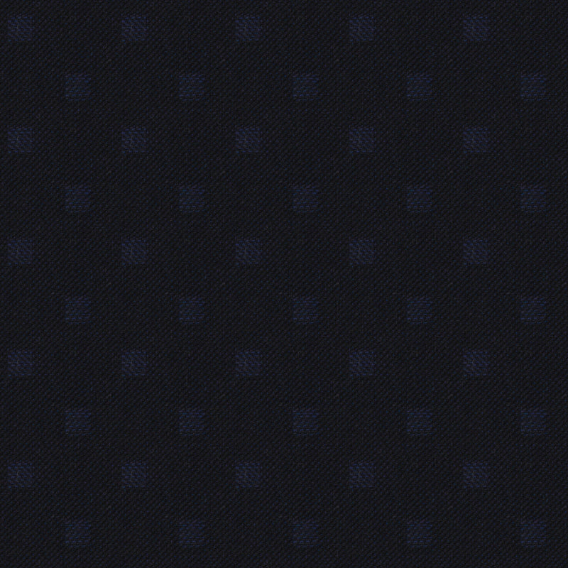 Image of a Navy-Blue Worsted Checks Merino Wool Pants Fabric