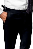 Image of a Navy-Blue Worsted Dobby Merino Wool Pants Fabric