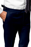 Image of a Navy-Blue Worsted Dobby Merino Wool Suiting Fabric