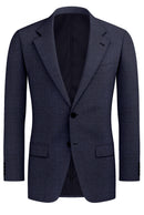 Image of a Navy-Blue Worsted Pinpoint Merino Wool Blazers Fabric