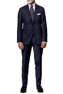 Image of a Navy-Blue Worsted Pinpoint Merino Wool Pants Fabric