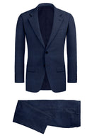 Image of a Navy-Blue Worsted Sharkskin Merino Wool Suiting Fabric