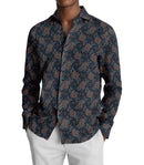 Image of a Olive-Green & Blue Satin Prints Giza Cotton Shirting Fabric