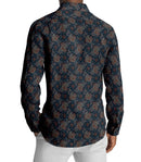 Image of a Olive-Green & Blue Satin Prints Giza Cotton Shirting Fabric