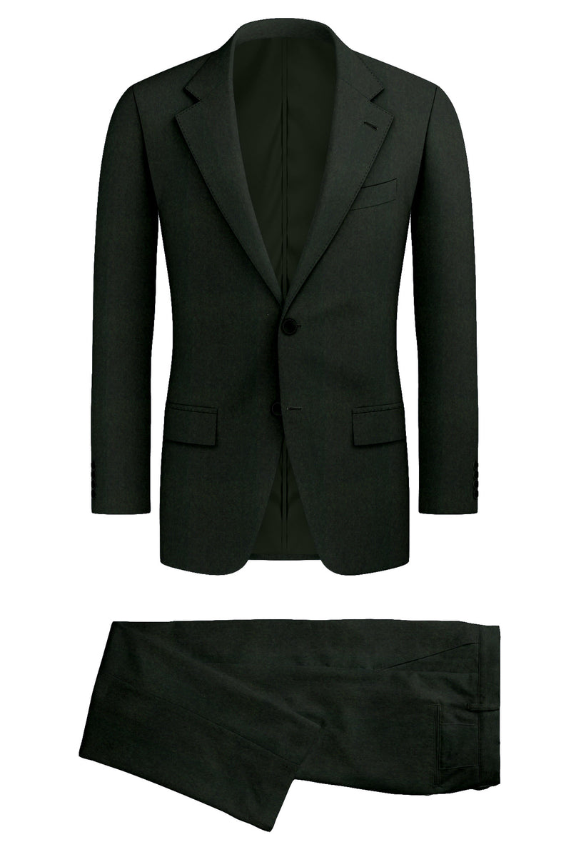 Image of a Olive-Green Flannel Twill Merino Wool Suiting Fabric