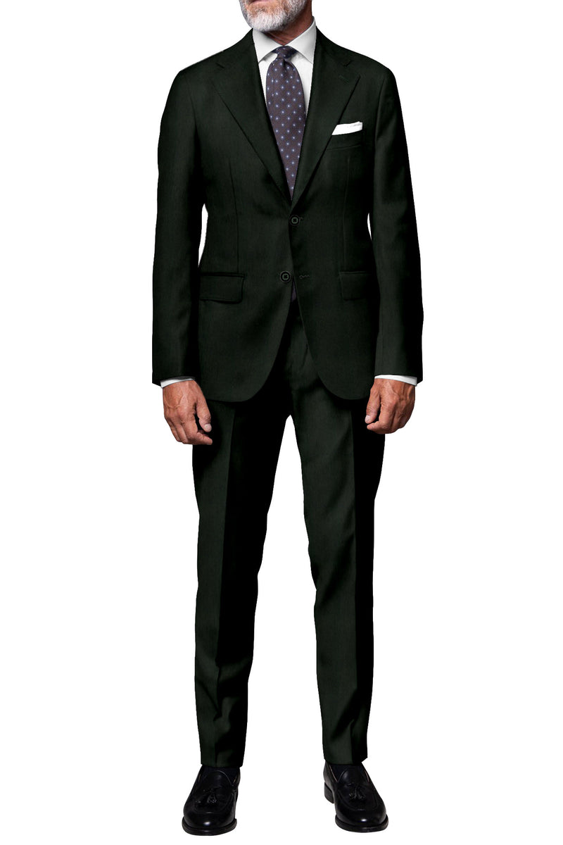 Image of a Olive-Green Flannel Twill Merino Wool Suiting Fabric