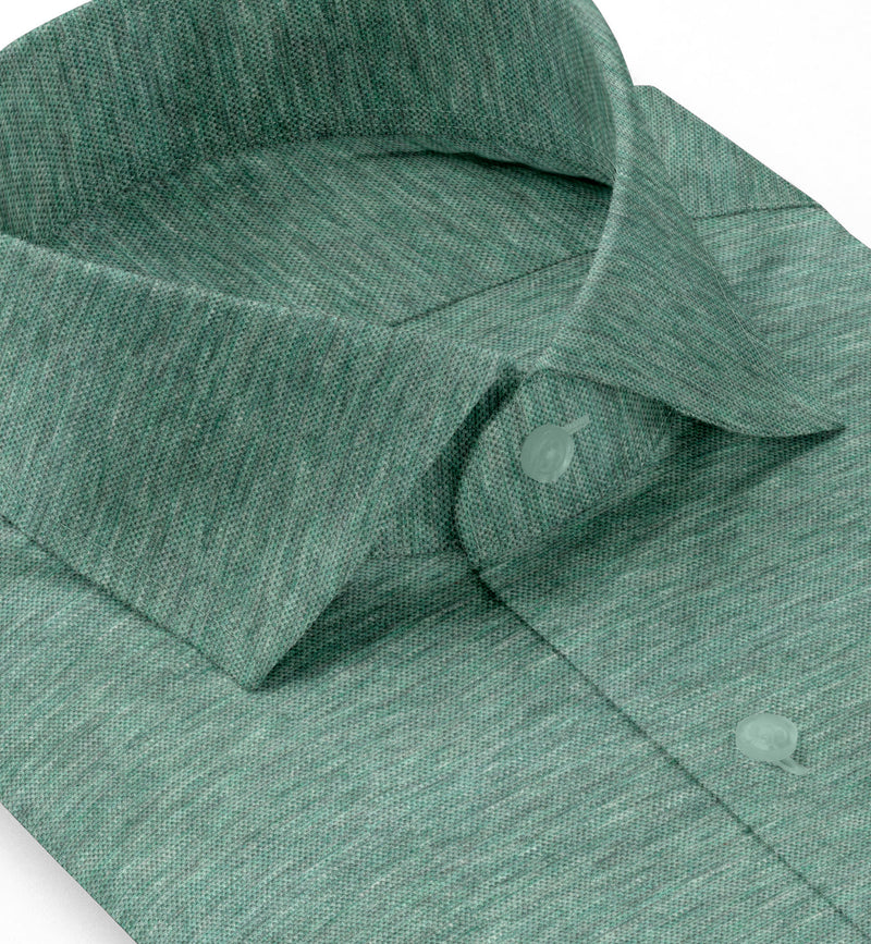 Image of a Olive-Green Knit Micropattern Giza Cotton Shirting Fabric