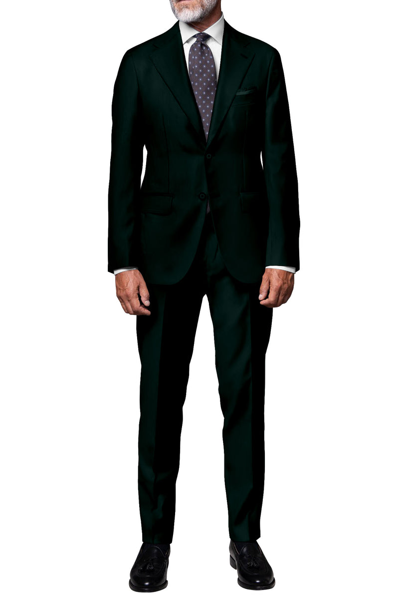 Image of a Olive-Green Worsted Twill Merino Wool Pants Fabric