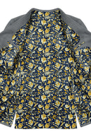 Image of a Orange & Navy-Blue Satin Prints Poly Viscose Lining Fabric