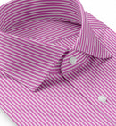Image of a Pink & White Poplin Stripes Giza Cotton Shirting Fabric