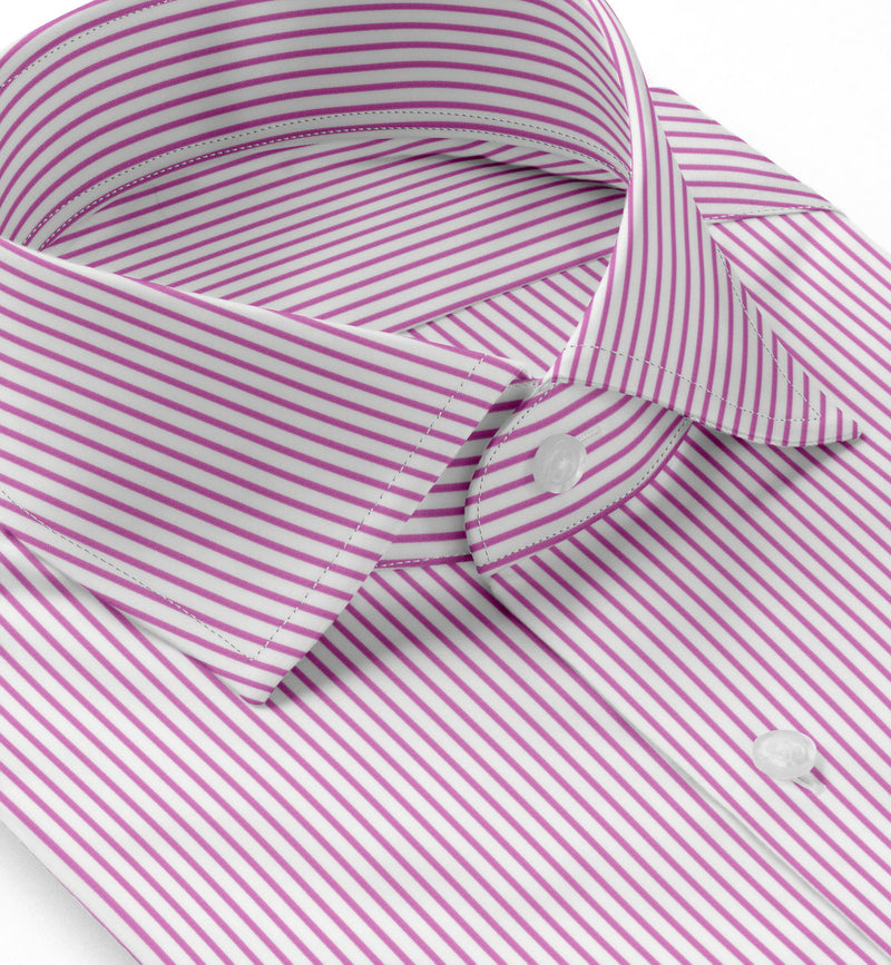 Image of a Pink & White Poplin Stripes Giza Cotton Shirting Fabric