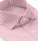 Image of a Pink & White Twill Checks Giza Cotton Shirting Fabric