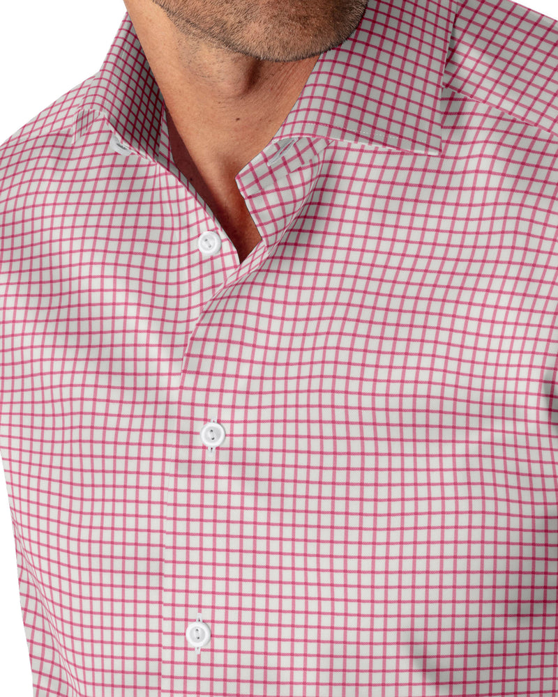 Image of a Pink & White Twill Checks Giza Cotton Shirting Fabric
