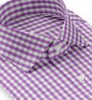 Image of a Purple & White Poplin Checks Giza Cotton Shirting Fabric