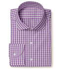 Image of a Purple & White Poplin Checks Giza Cotton Shirting Fabric