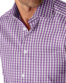 Image of a Purple & White Poplin Checks Giza Cotton Shirting Fabric