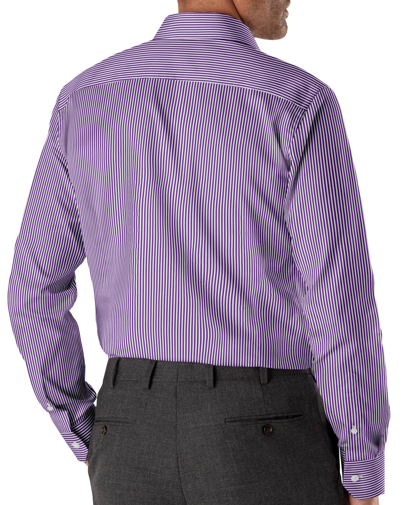 Image of a Purple & White Twill Stripes Giza Cotton Shirting Fabric