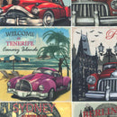 Image of a Red & Blue Satin Prints Poly Viscose Lining Fabric