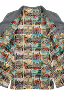 Image of a Red & Blue Satin Prints Poly Viscose Lining Fabric