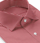 Image of a Red & White Poplin Stripes Giza Cotton Shirting Fabric